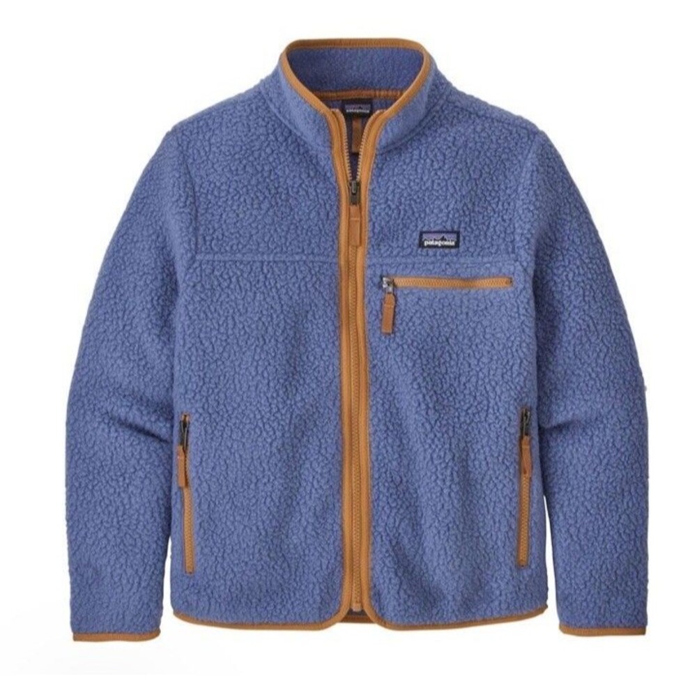 Patagonia Girls Retro Pile Fleece Jacket Size XXL 16-18 Full Zip Blue Outerwear